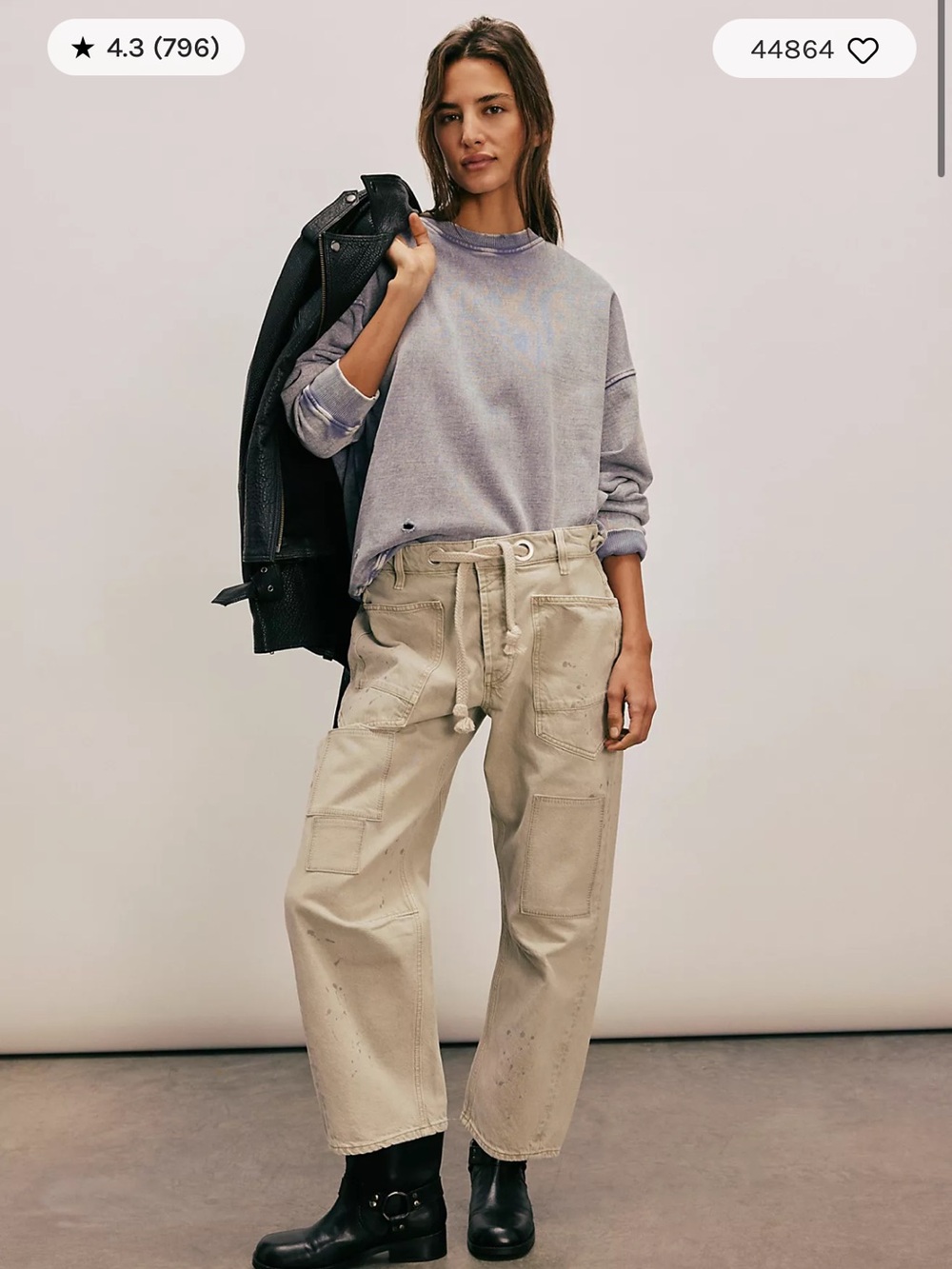 Free People We The Free Moxie Low Slung Pull-On Barrel Jeans Jetty 26 NWOT